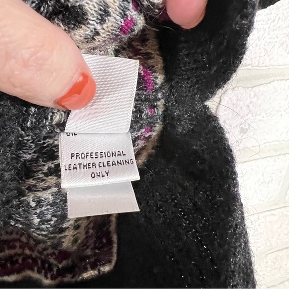 St John Plaid Mohair Wool Blend Leather Trim Short Sleeve Sweater Size L - Picture 11 of 11